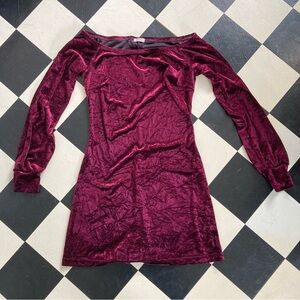 Velvet Burgundy Split Sleeve Dress